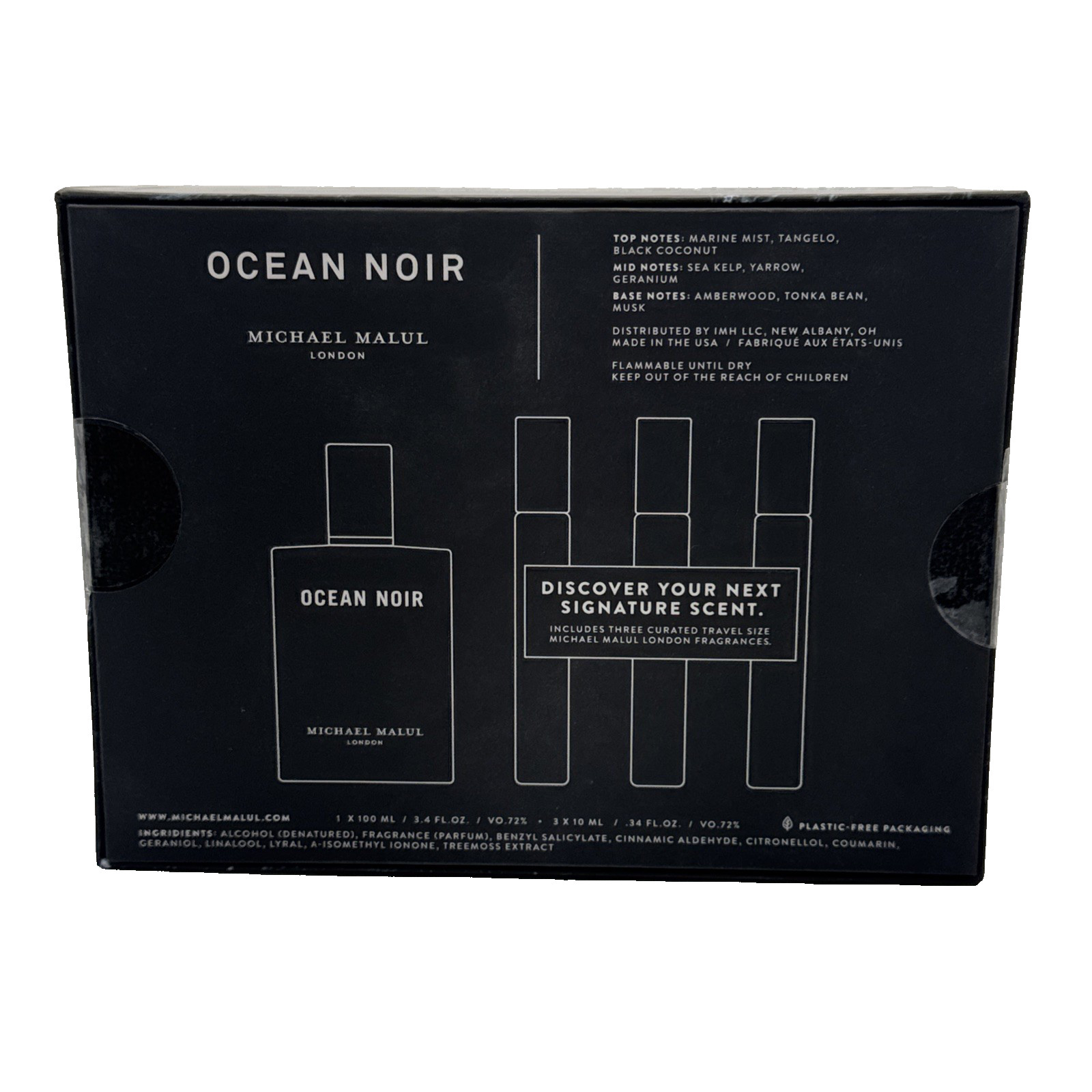 OCEAN NOIR By MICHAEL MALUL LONDON 3.4 oz 100 ML + 3x TRAVEL SPRAY