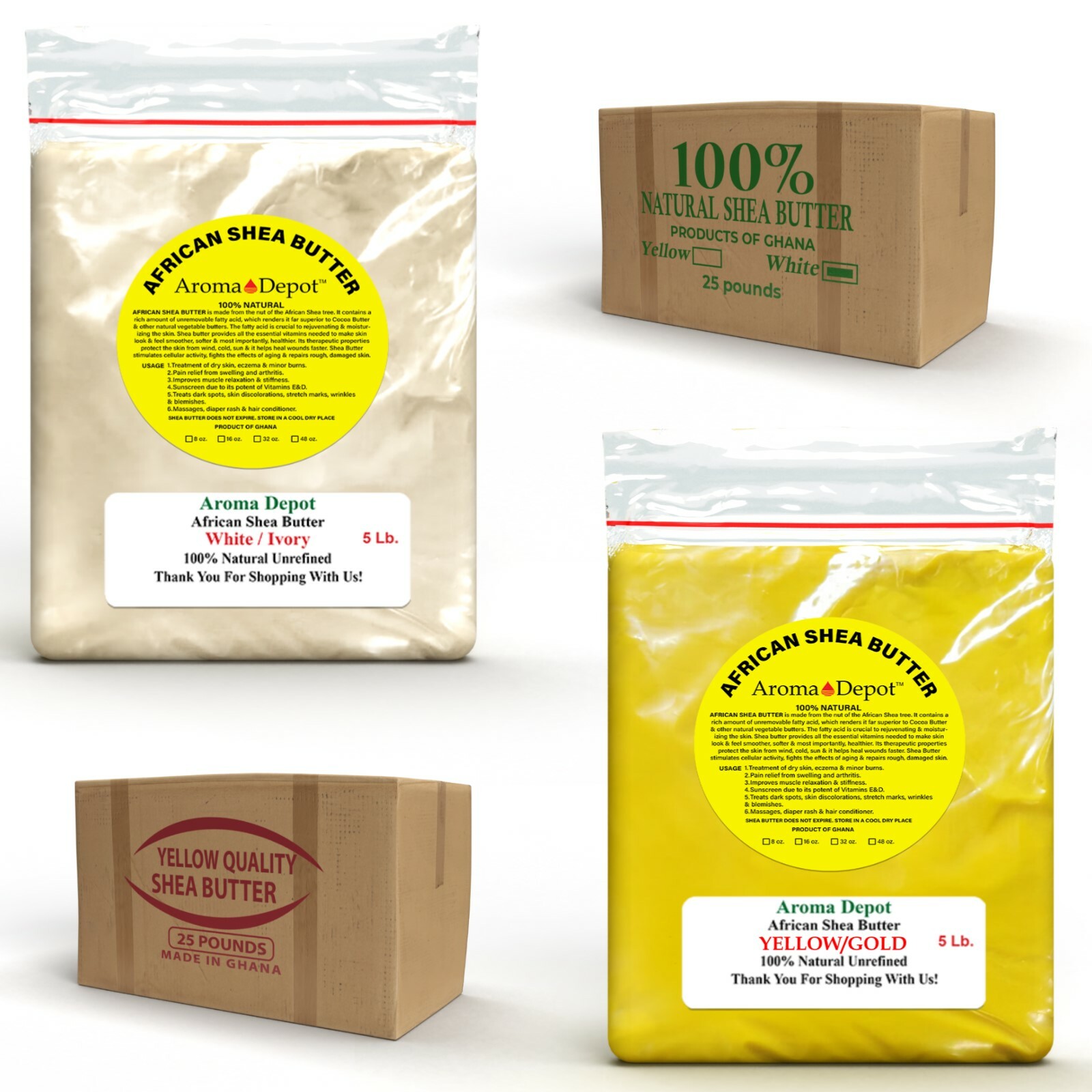 Raw Natural Butter 5 lbs Wholesale Pure Organic Unrefined For Skin Body Hair
