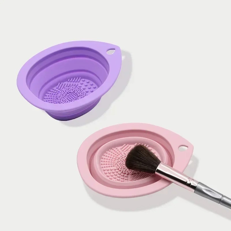 Silicone Makeup Brush Cleaner Foldable Cosmetic Washing Bowl Powder Puff Scrubbe