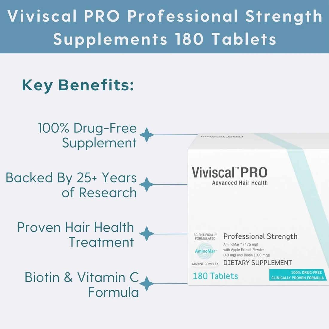 Viviscal PRO Advance Hair Growth Supplement 180 Tablets Exp 08/2027