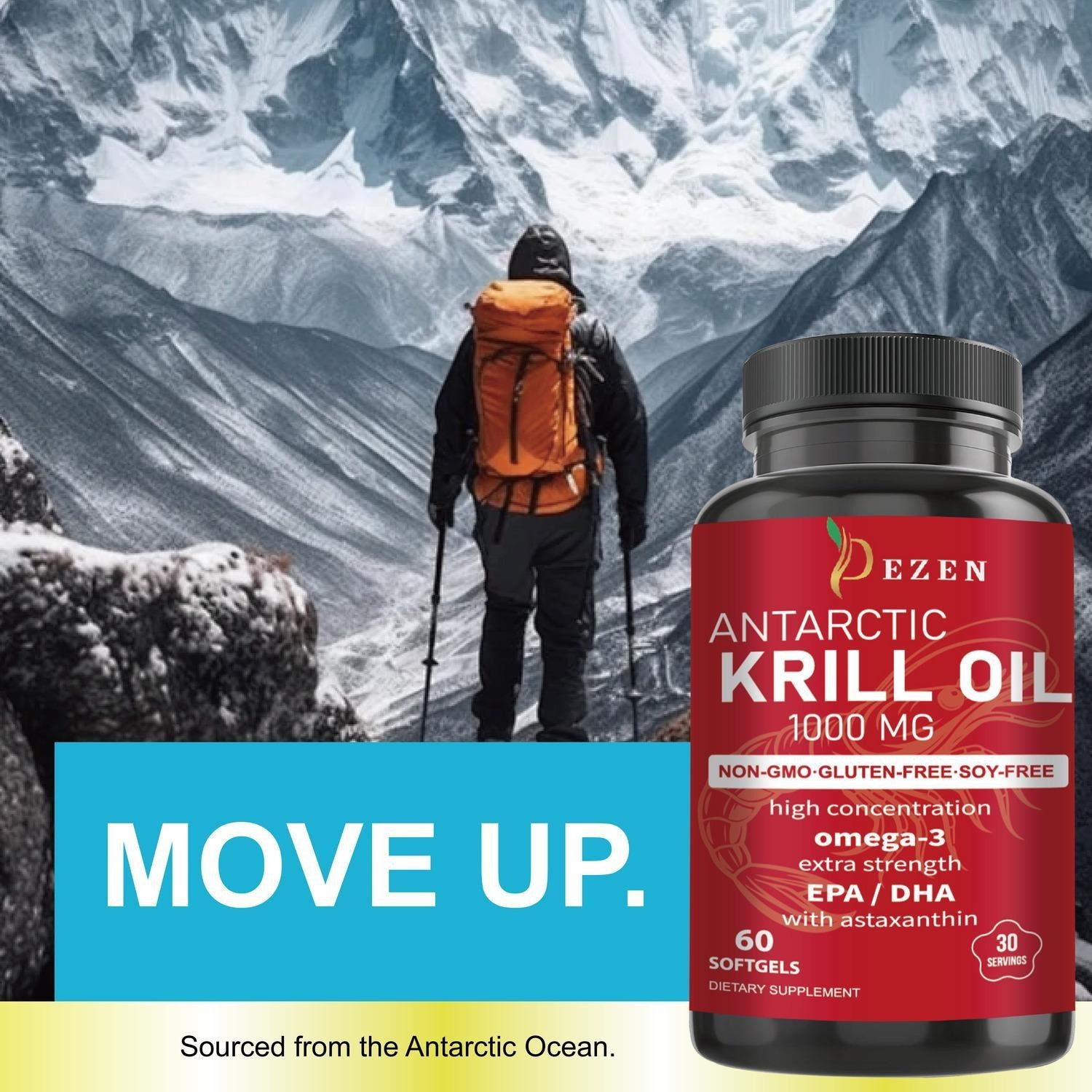 DEZEN Himalayan Shilajit & Krill Oil Softgel Combo with Omega 3, 60 Serving