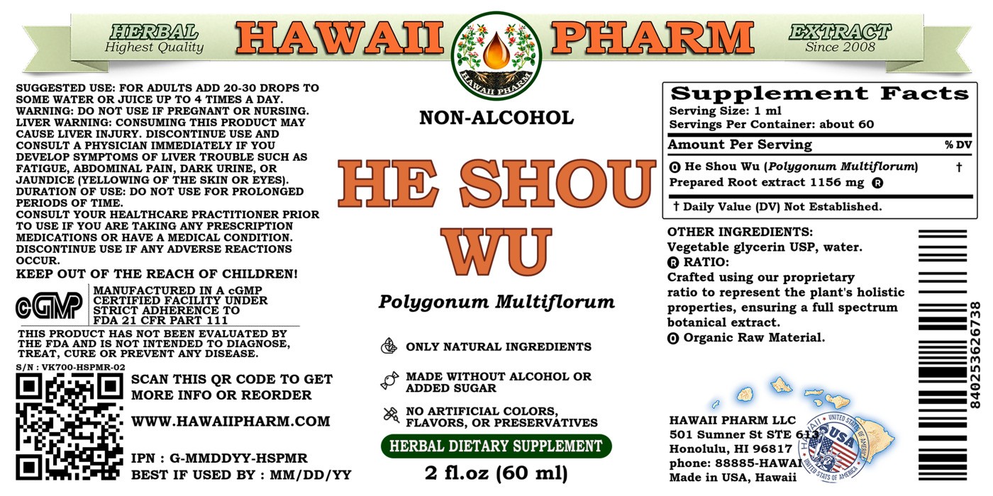 He Shou Wu Liquid Extract, He Shou Wu, Fo Ti (Polygonum Multiflorum) Prepared Ro