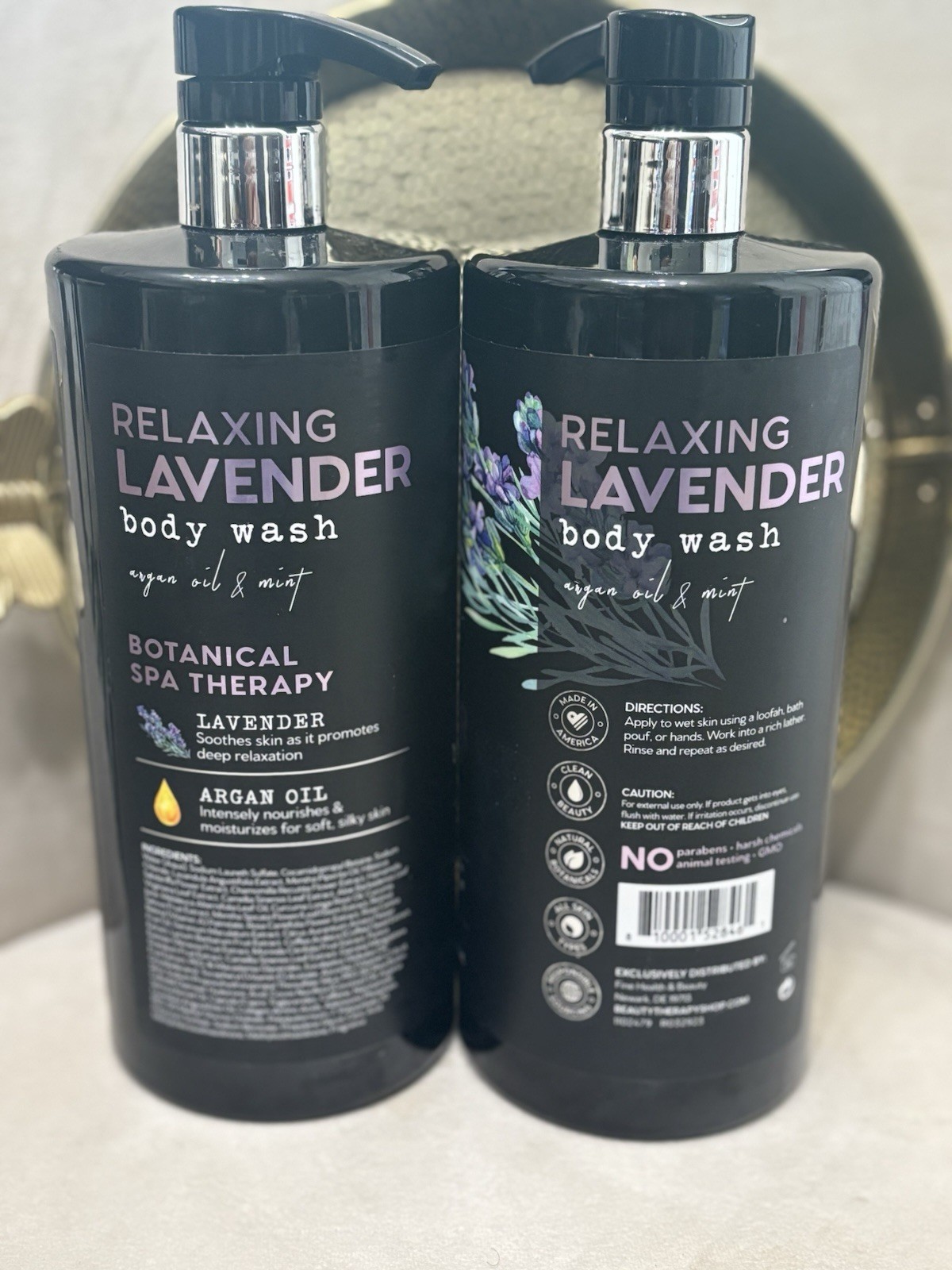 Botanical Spa Therapy Relaxing Lavender Body Wash Argan Oil Mint 32 oz 2 Pack