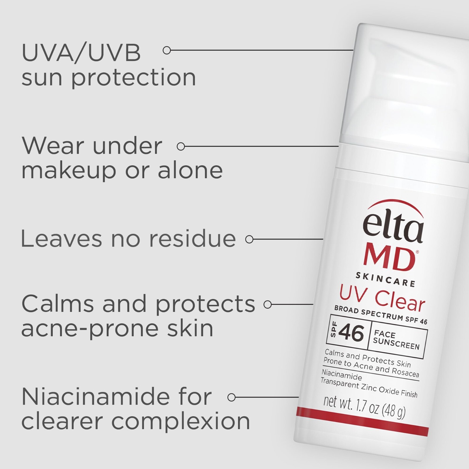 Elta MD UV Clear Facial Sunscreen SPF 46 1.7 oz EXP 06/25 *New in Box*