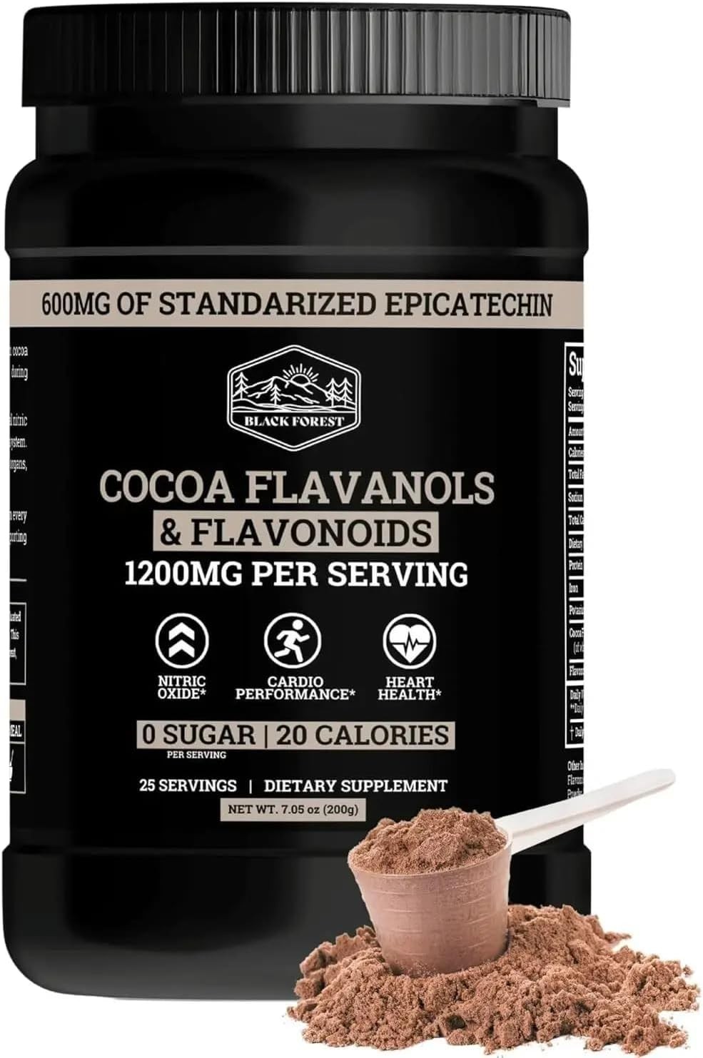 2 PCS Black Forest High Flavanol Cocoa Powder (1200mg Flavanols & Flavonoids Sup