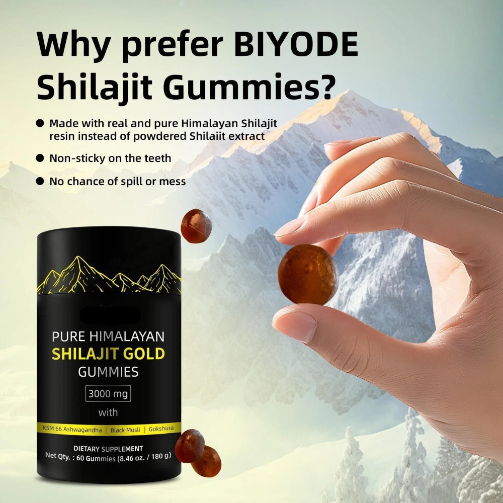 Pure Himalayan Shilajit Gold Gummies with Ashwagandha, and Gokshura , 60 Gummies
