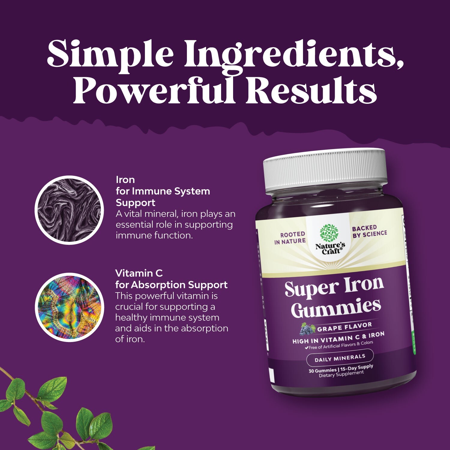 Delicious Iron Gummies for Women and Men – High Strength 45mg Per Serving