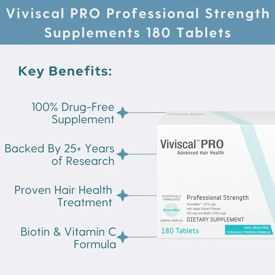 2 Pack of VIVISCAL PRO – Professional Hair Growth Tablets 180 Exp. 12/2027