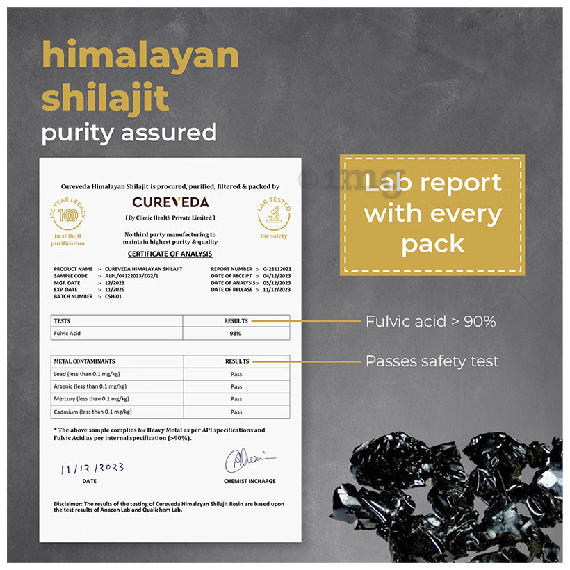 Cureveda Himalayan Shilajit Resin 20GM | Ginger Honey Flavour I Duty Free In USA
