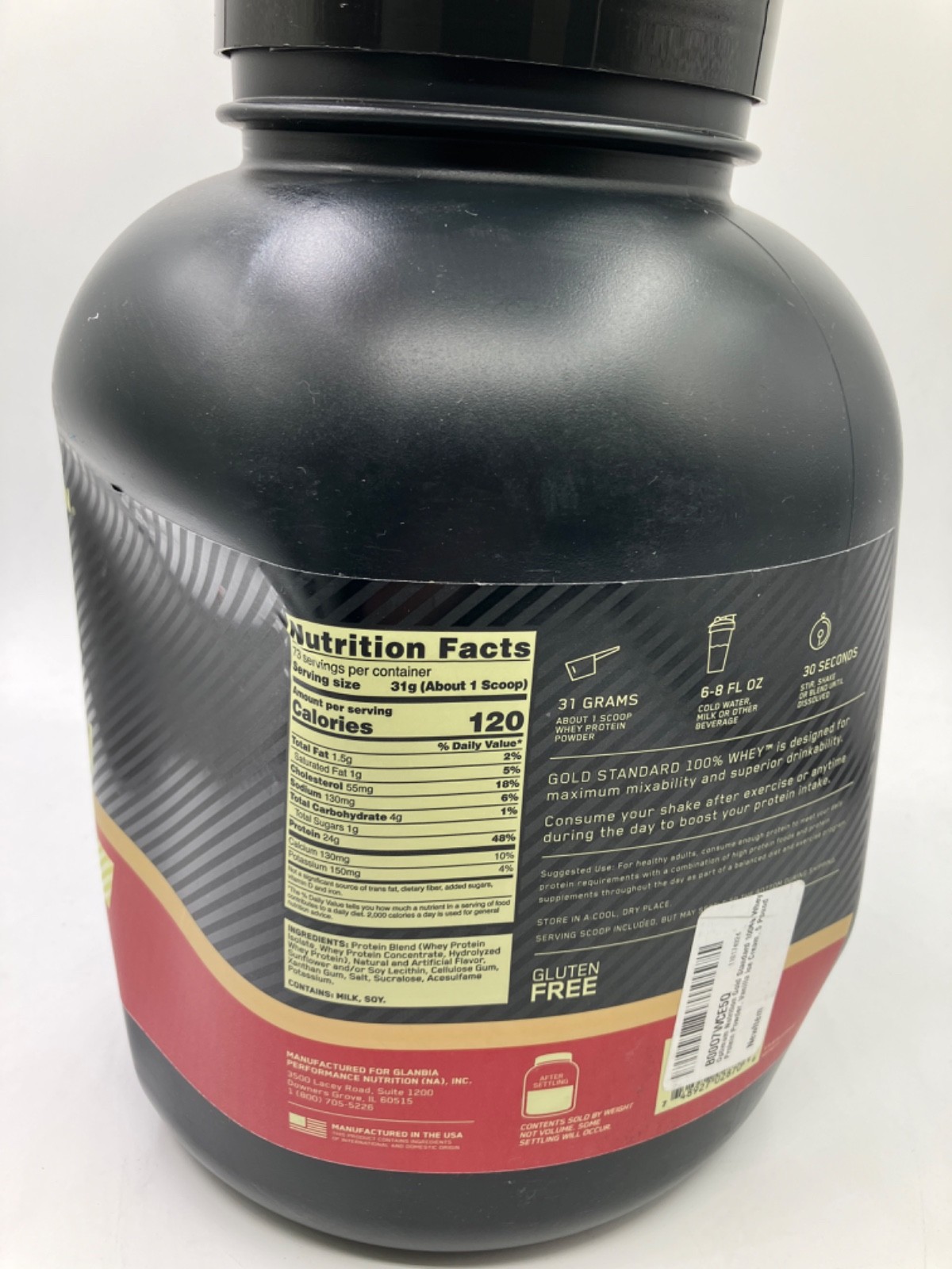 Optimum Nutrition Gold 100% Whey Protein Vanilla Ice Cream 5lb BB 5/2027
