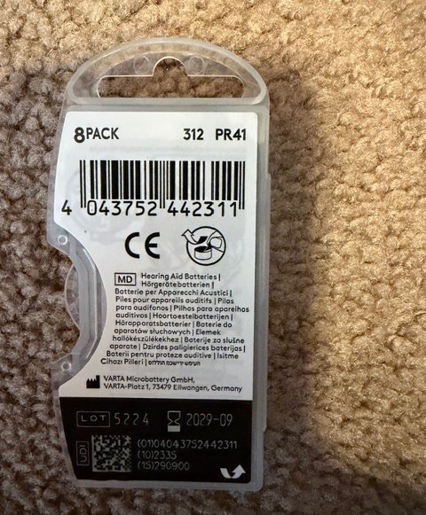 Duracell Activair Hearing Aid Batteries 312 Easy Tab 8 count