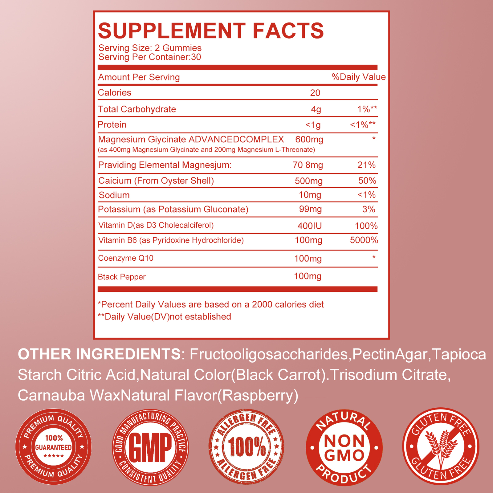 400mg Magnesium Glycinate Gummies High Strength Fatigue Bone Health 2×60 Gummy