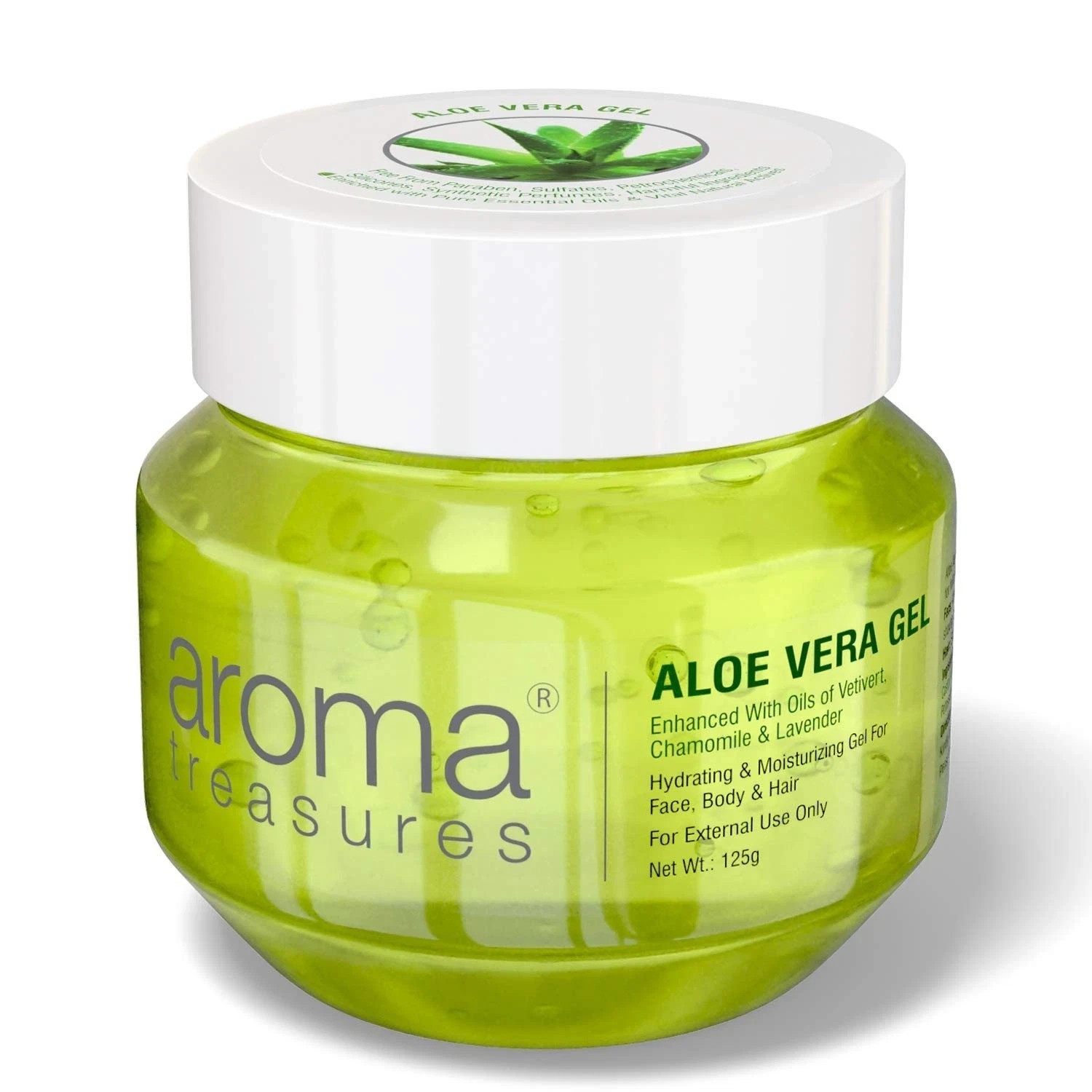 Aroma Treasures Aloe Vera Gel 125g | Face & Hair Moisturizer Paraben Free Unisex