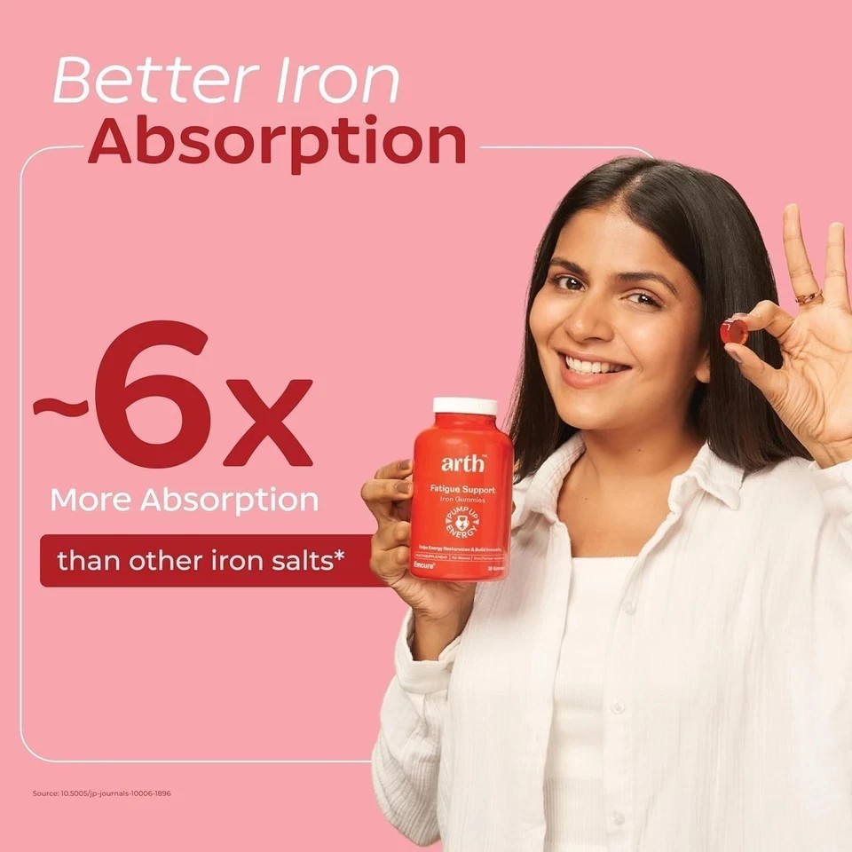 Arth Iron Gummies | Made in FDA Facilities | Ferrous Ascorbate & Folic Acid, 30N