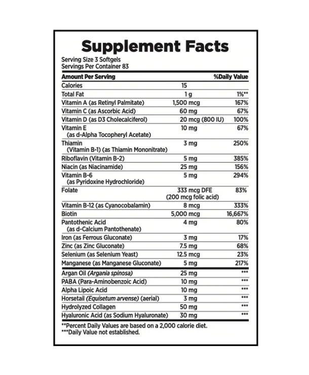 Nature’s Bounty Hair, Skin and Nails, 250 Softgels,Antioxidants Vitamin C & E