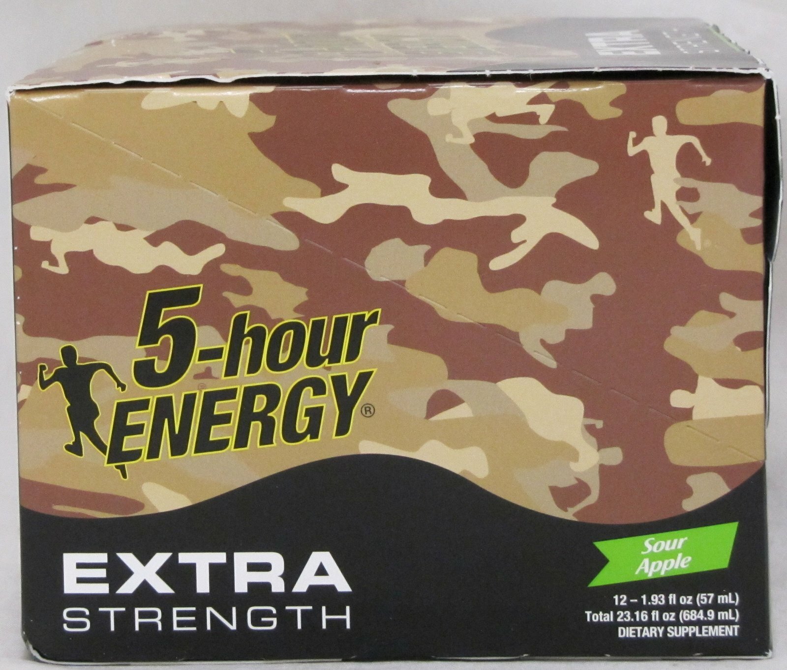 5 Hour Energy Extra Strength Sour Apple Camo 12 Count Box 1.93 oz Shots Hr Five