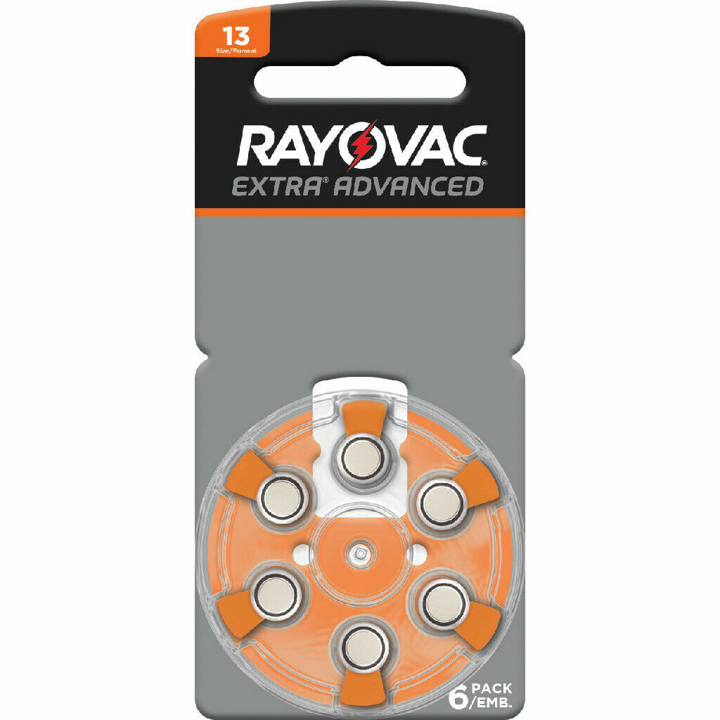 60 Rayovac Extra Advanced Size 13 Hearing Aid Batteries 1.45V Zinc Air Exp 2027