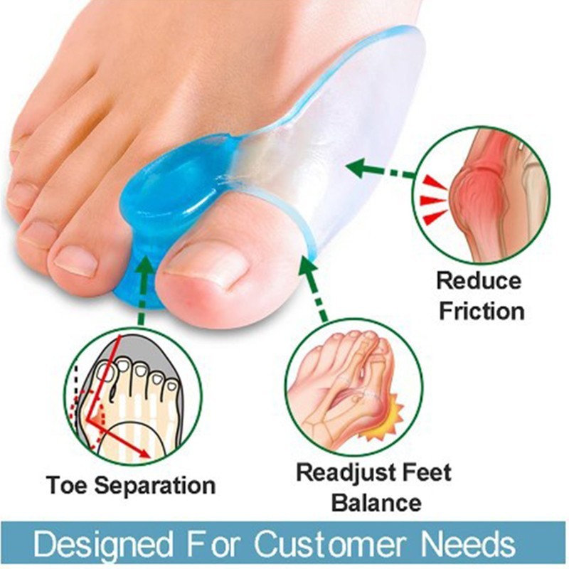 2PCS Silicone Toe Separator Corrector Hallux Valgus Bunion Pain Relief Sleeve