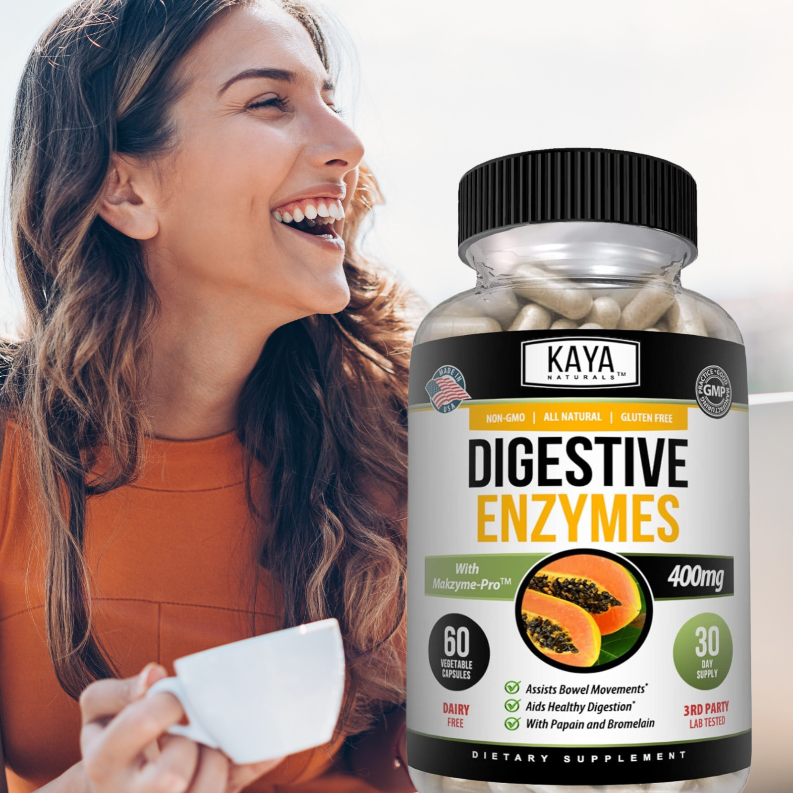 (2 Pack) Digestive Enzymes w/ Prebiotic & Probiotics, Gas, Constipation & Bloat