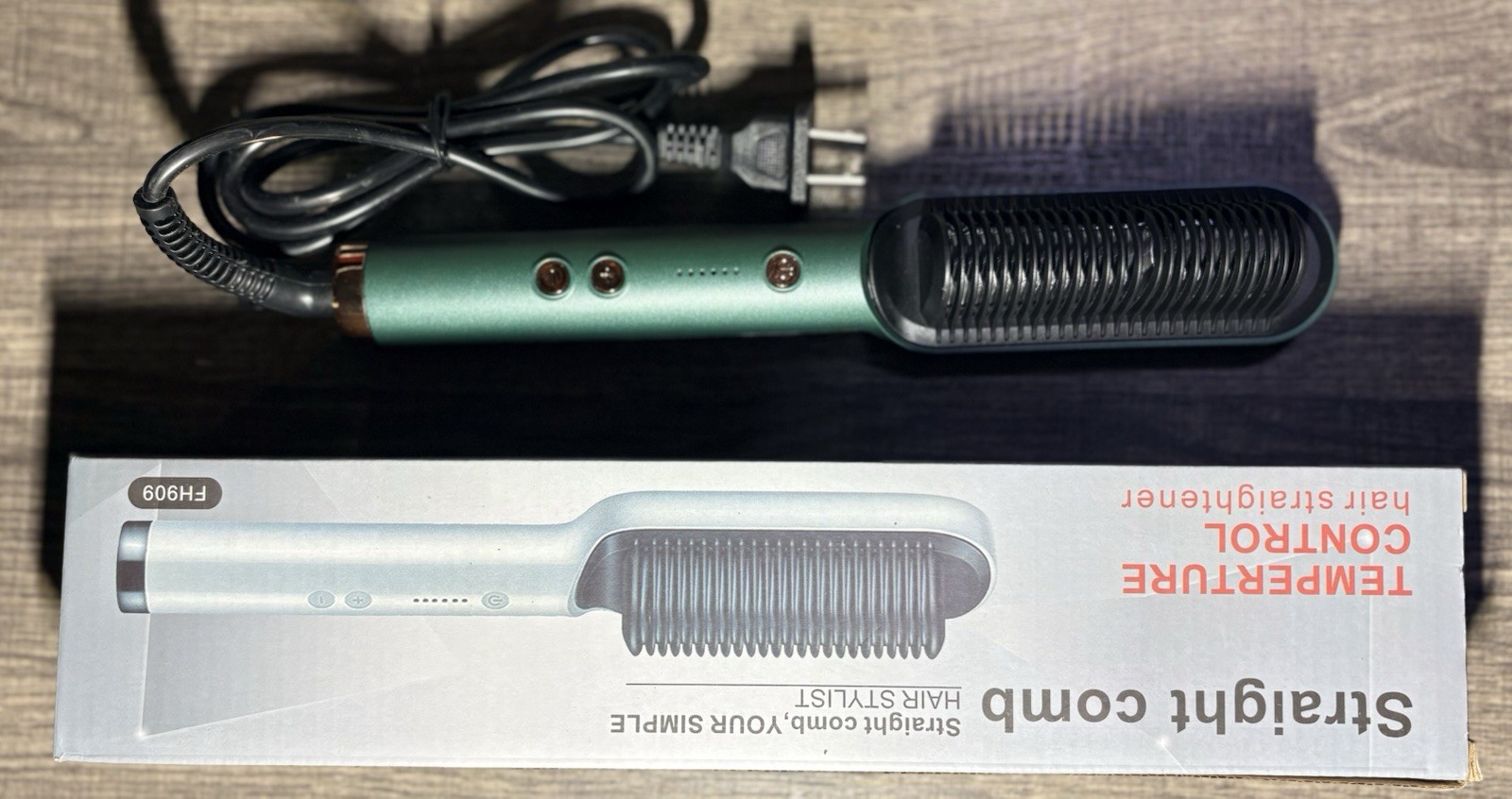 FH909 Straightening Brush Adjustable Heat Fast Heat Up 200°C Green/Black