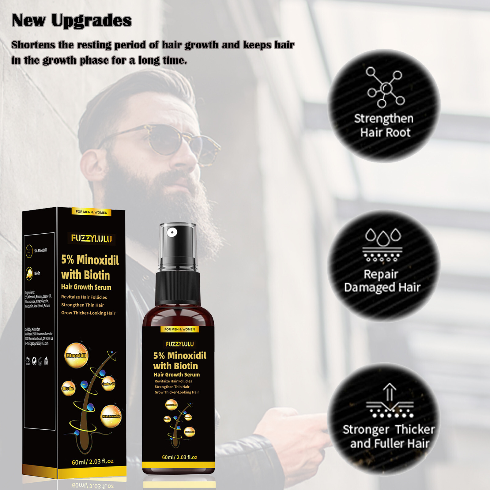 5% Minoxidil Biotin Hair Growth Serum, For Thicker Fuller Healthier Hair 60ml