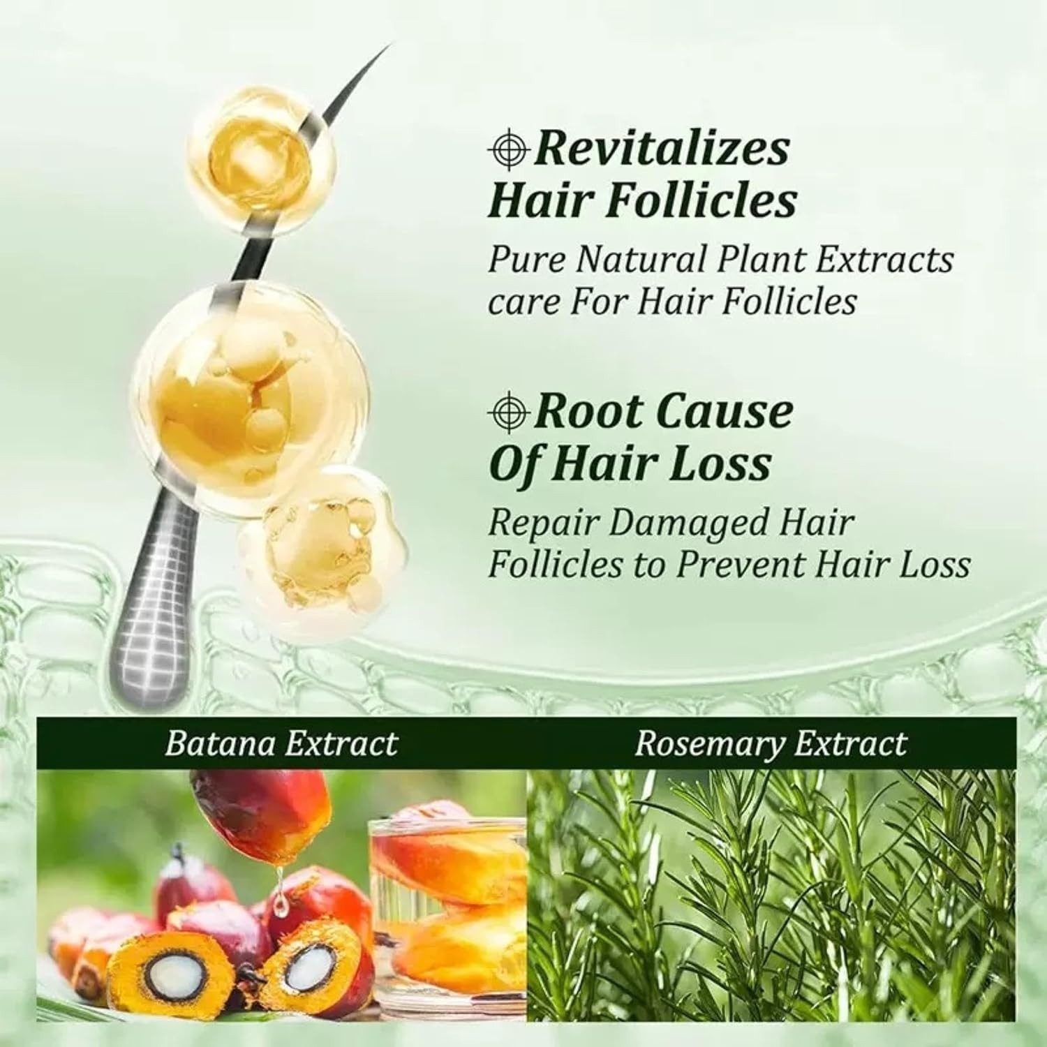 2Pcs Batana Oil Shampoo, Rosemary Oil Shampoo, 100% Batana Oil with Rosemary Ext