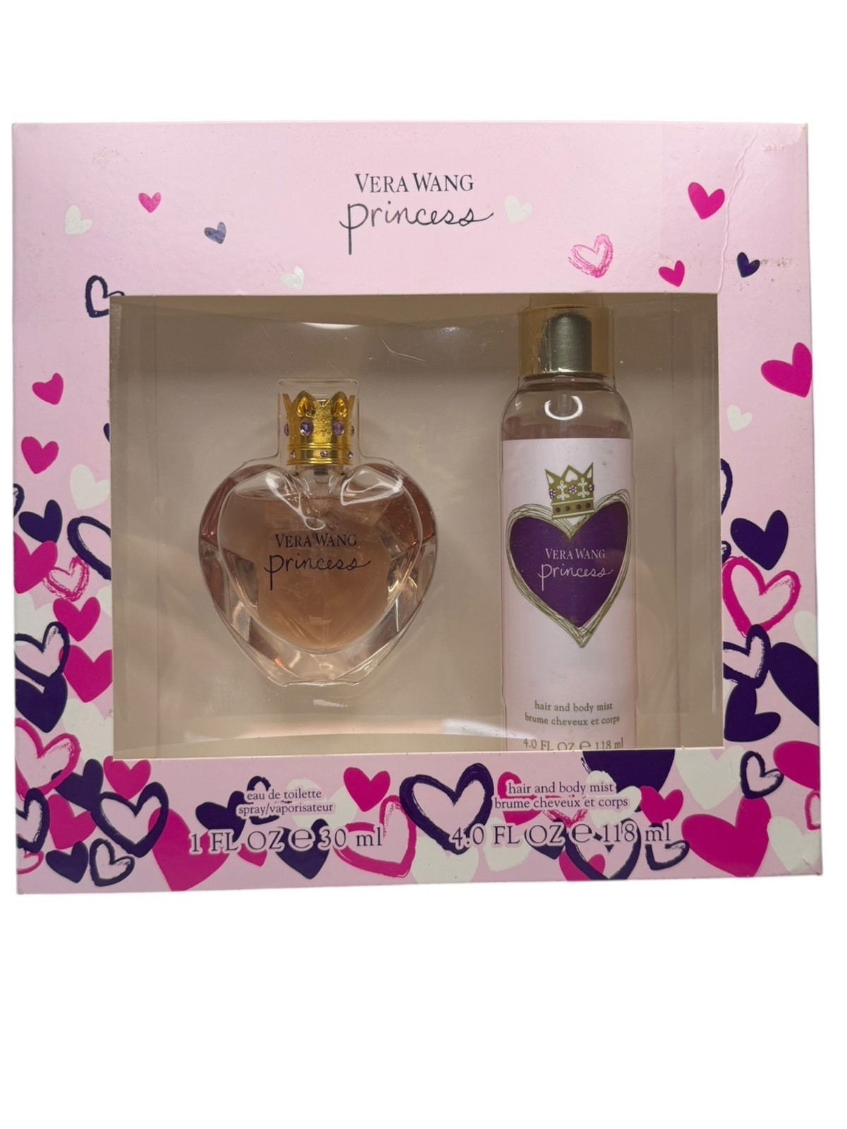Vera Wang Princess Eau De Toilette Spray with Hair & Body Mist Gift Set 1 Fl Oz