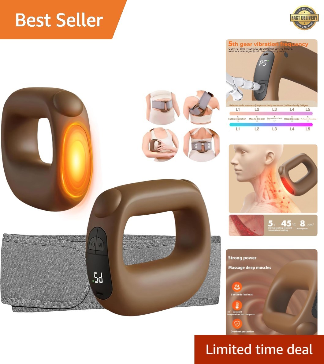 Versatile Heated Massage Gun for Fatigue Relief – Ideal for Athletes & Daily Use