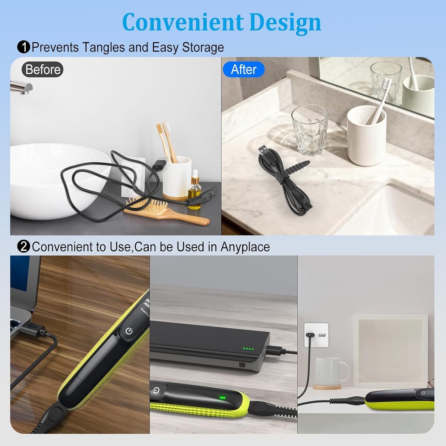 5V USB Charger Cord Compatible with Philips Norelco One Blade 360 Shaver QP2724V