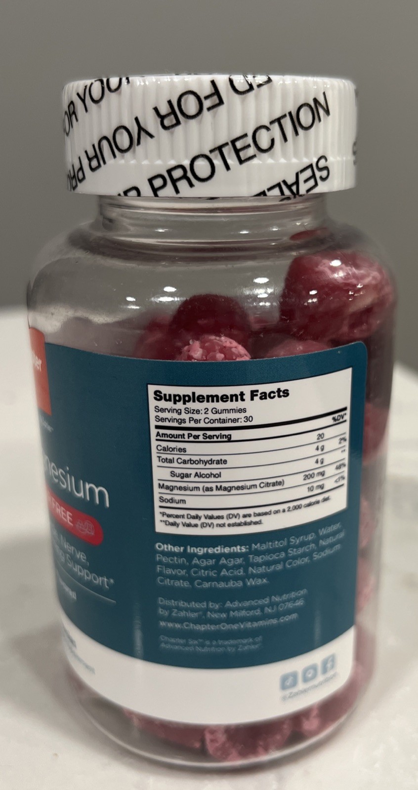 Chapter Six Magnesium Sugar Free 60 Gummies -2 per serving EXP 5/27