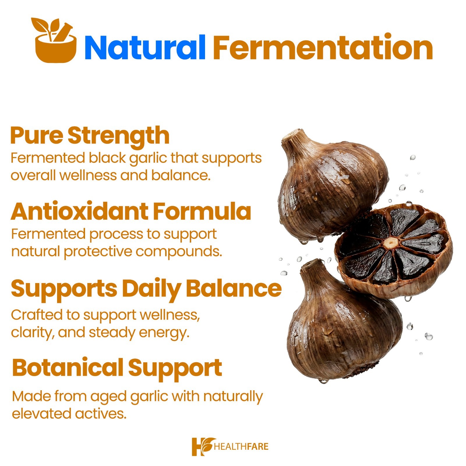 Fermented Black Garlic Extract Dietary Supplement 2000mg 90 Caps