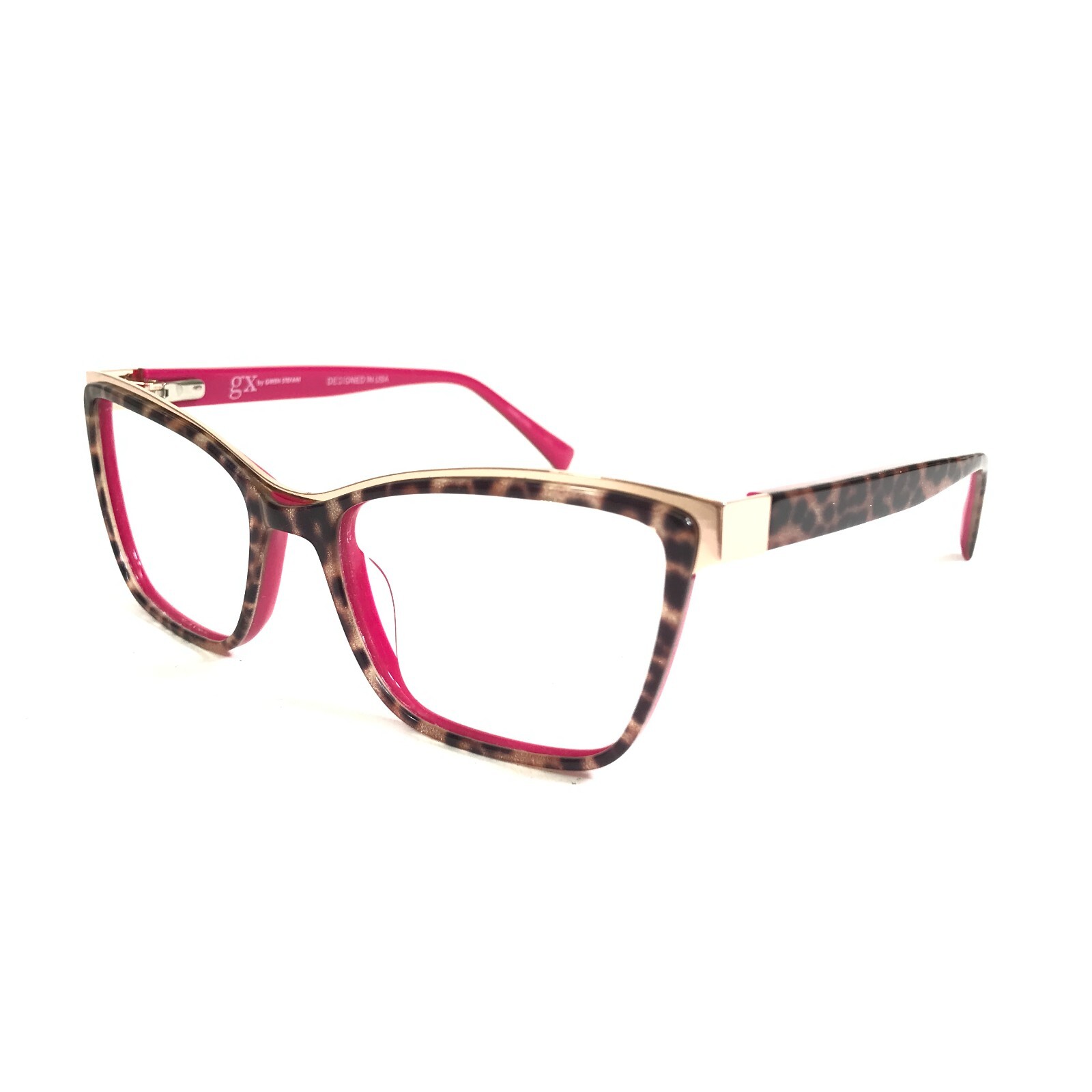 Gwen Stefani Eyeglasses Frames GX082 MUL Brown Tortoise Pink Cat Eye 52-17-135