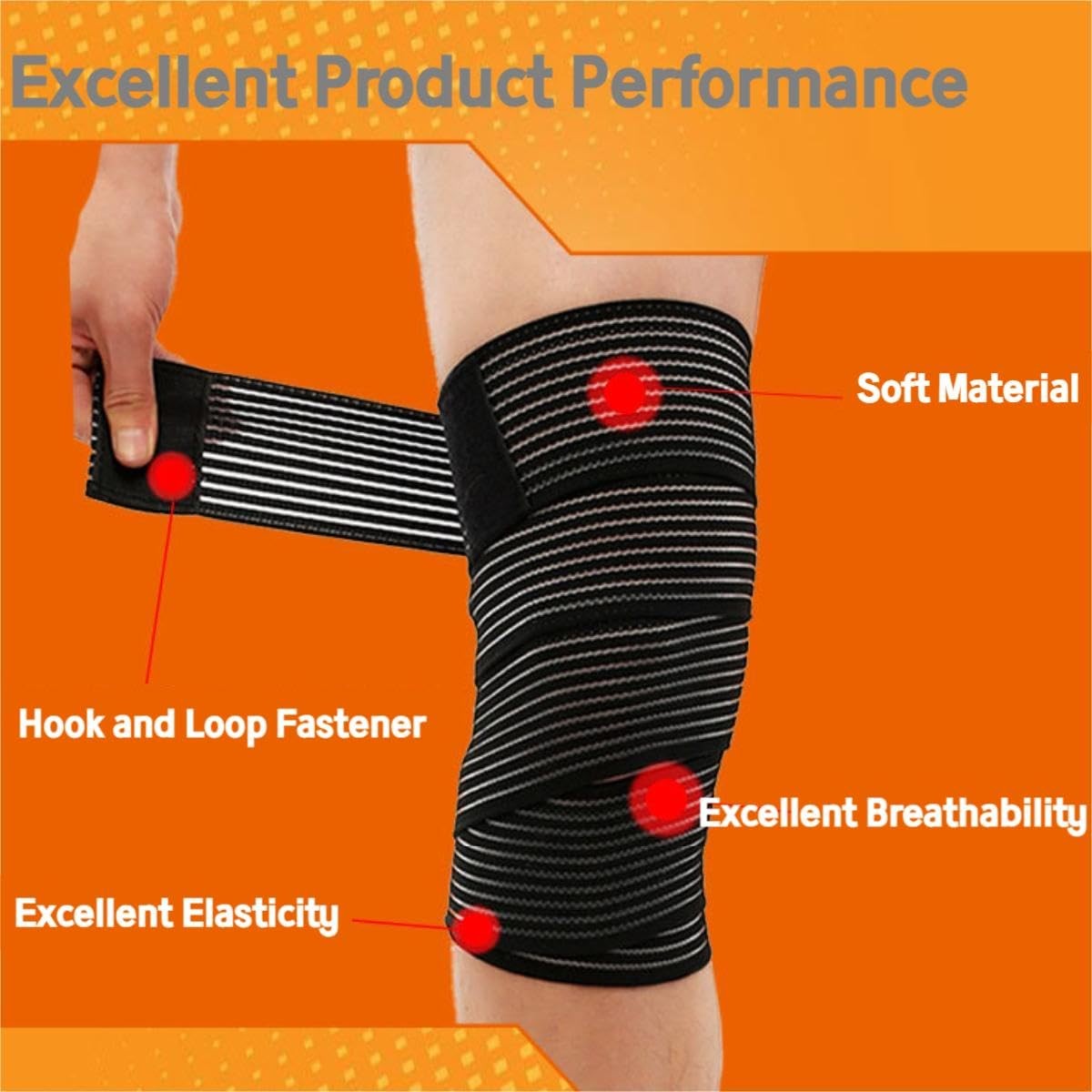 Eitonbu Adjustable Elastic Knee Wrap Compression Brace Support XXX-Large