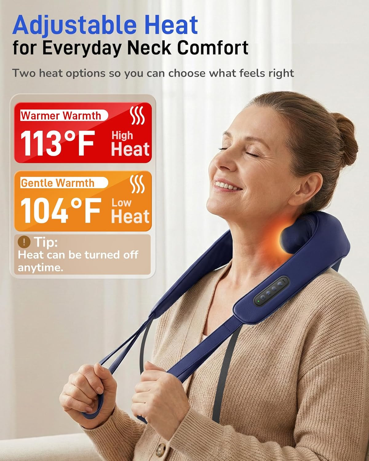 Cordless Neck Massager with Heat – Pain Relief for Home & Office Use