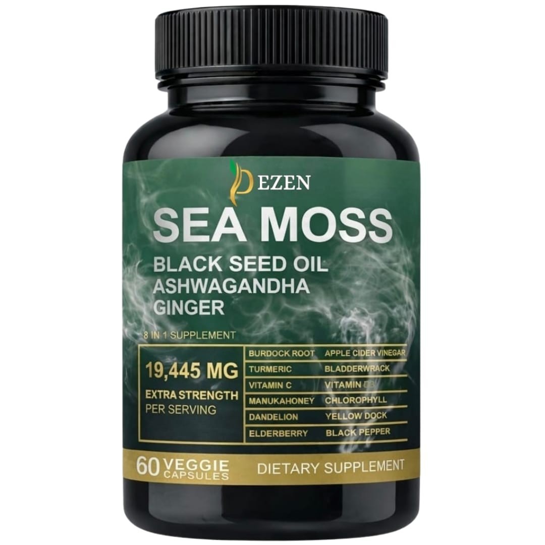 Sea Moss Capsules 19445mg with Black Seed Oil & Ashwagandha,Herbal Supplement