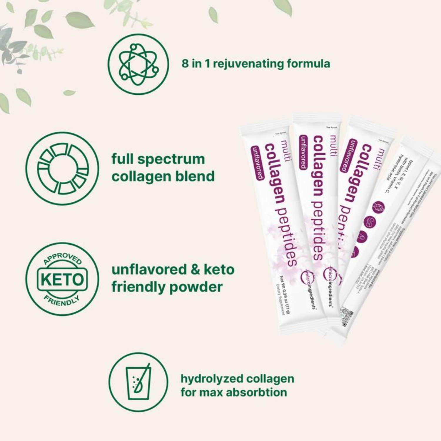 Micro Ingredients Hydrolyzed Multi Collagen (I,II,III,V,X) , Unflavored
