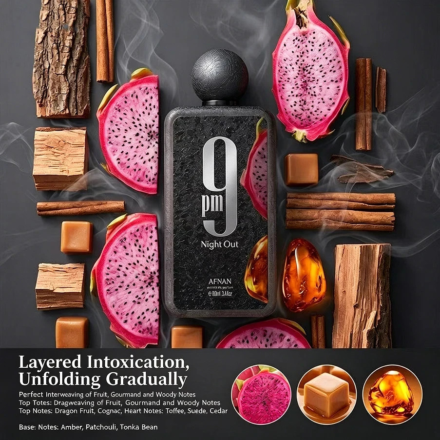 9 PM Night Out Neutral perfume100ml, fruity, spicy and amber