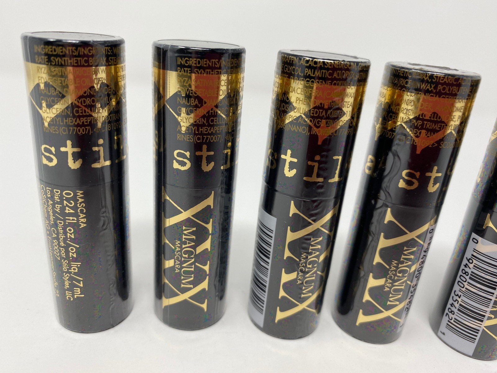 4X STILLA Magnum XXX Black Mascara .24oz Travel Size Made In Italy NEW SEALED