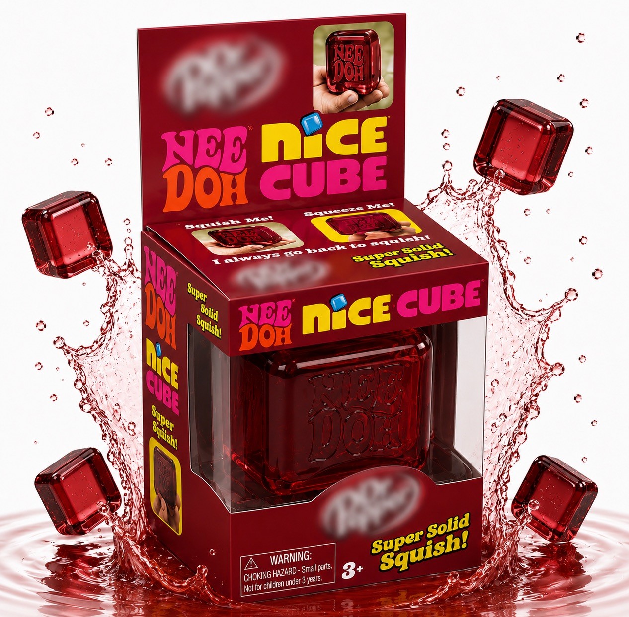 NeeDoh Cherry Red Nice Cube Squishy Stress Relief Sensory Fidget Toy