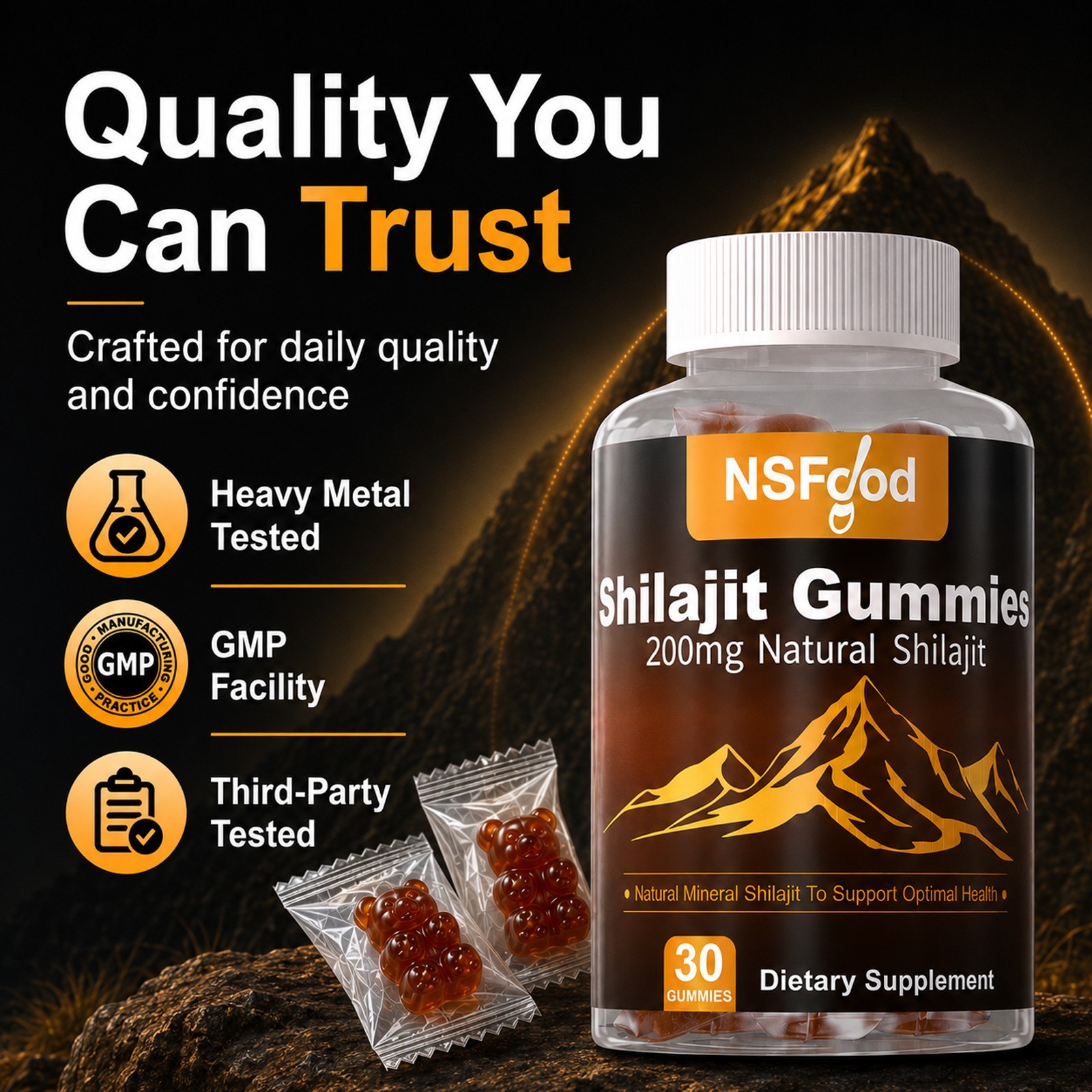 Pure 100% Himalayan Shilajit Gummies | Shilajit Resin Supplement | Energy Boost