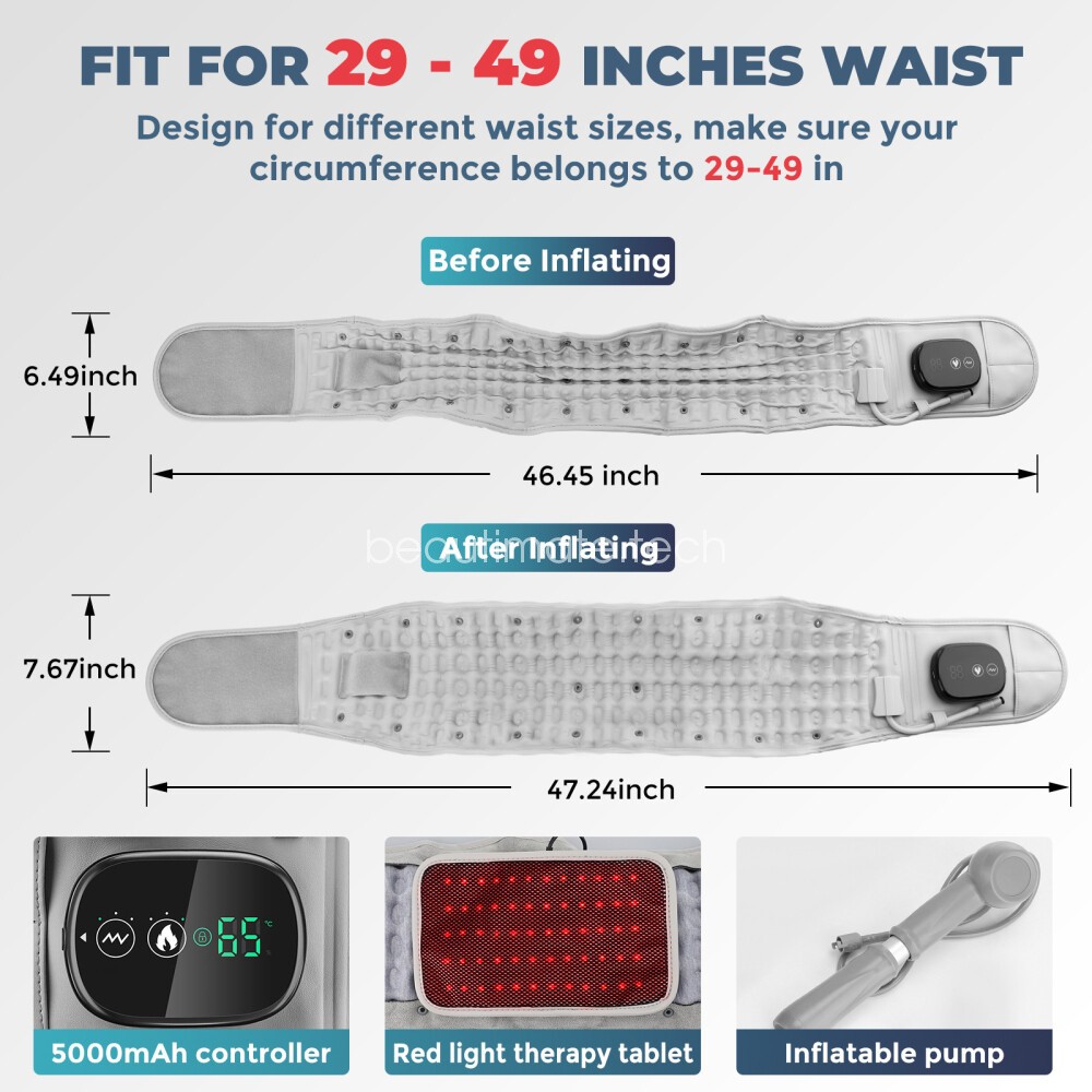 Heating Vibration Waist Belt Red Light Massager Lower Back Pain Relief Daily Use
