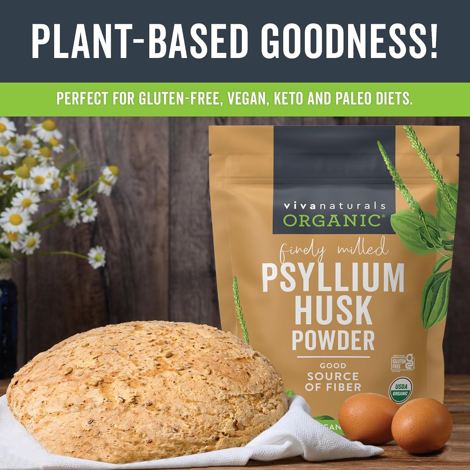 Organic Psyllium Husk Powder, 24 Oz – Finely Ground, Unflavored, Vegan, Keto, Pa