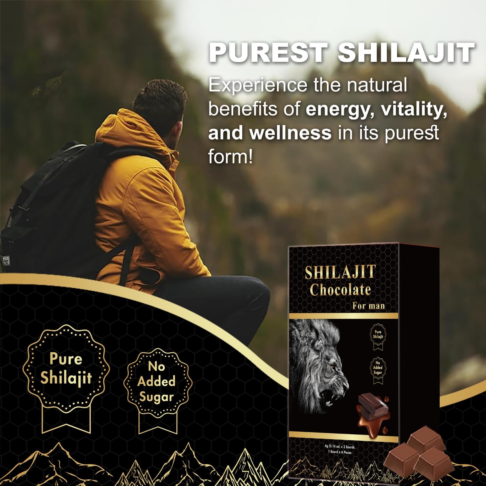 DEZEN Organic Shilajit Chocolate with Ashwagandha & Honey 12 Pcs