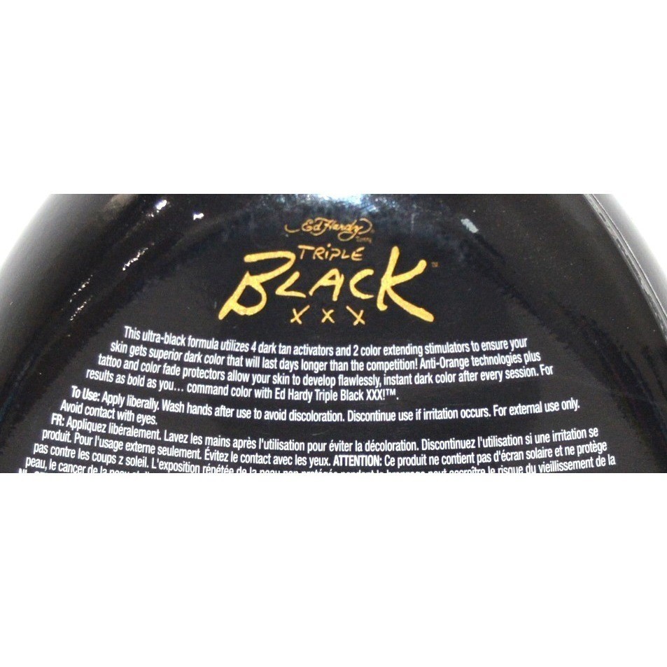 Ed Hardy Triple Black XXX Dark Tanning Lotion Bronzer Tattoo Protecting 13.5oz