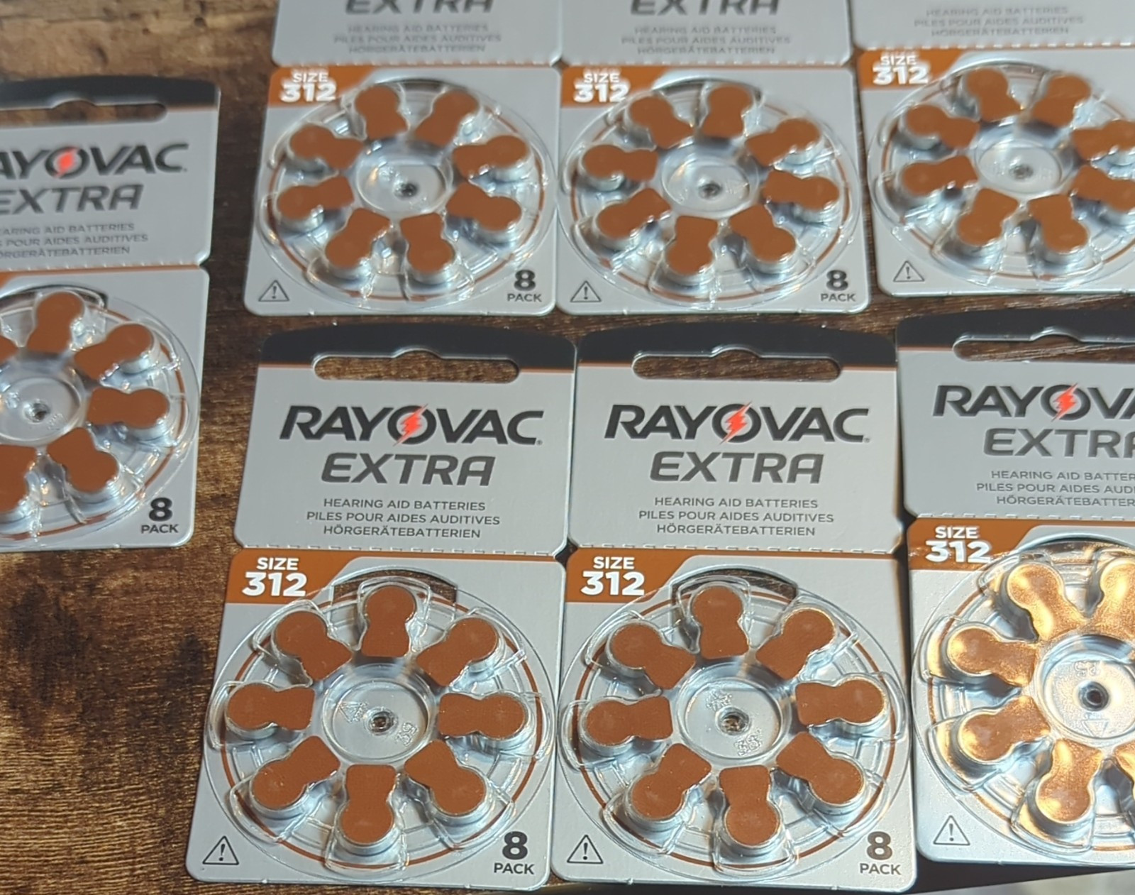 Bulk of 7 Rayovac Extra Size 312 Zinc-Air Hearing Aid Batteries 8-Pack