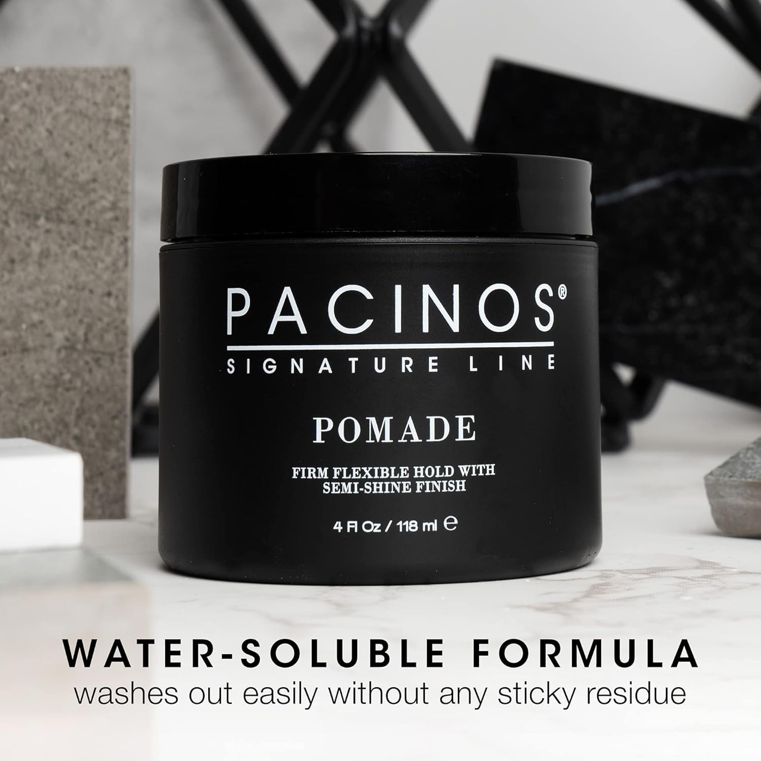 Pacinos Pomade – Flexible Hold, Frizz Control – 4 Fl Oz (Pack of 1), BLACK