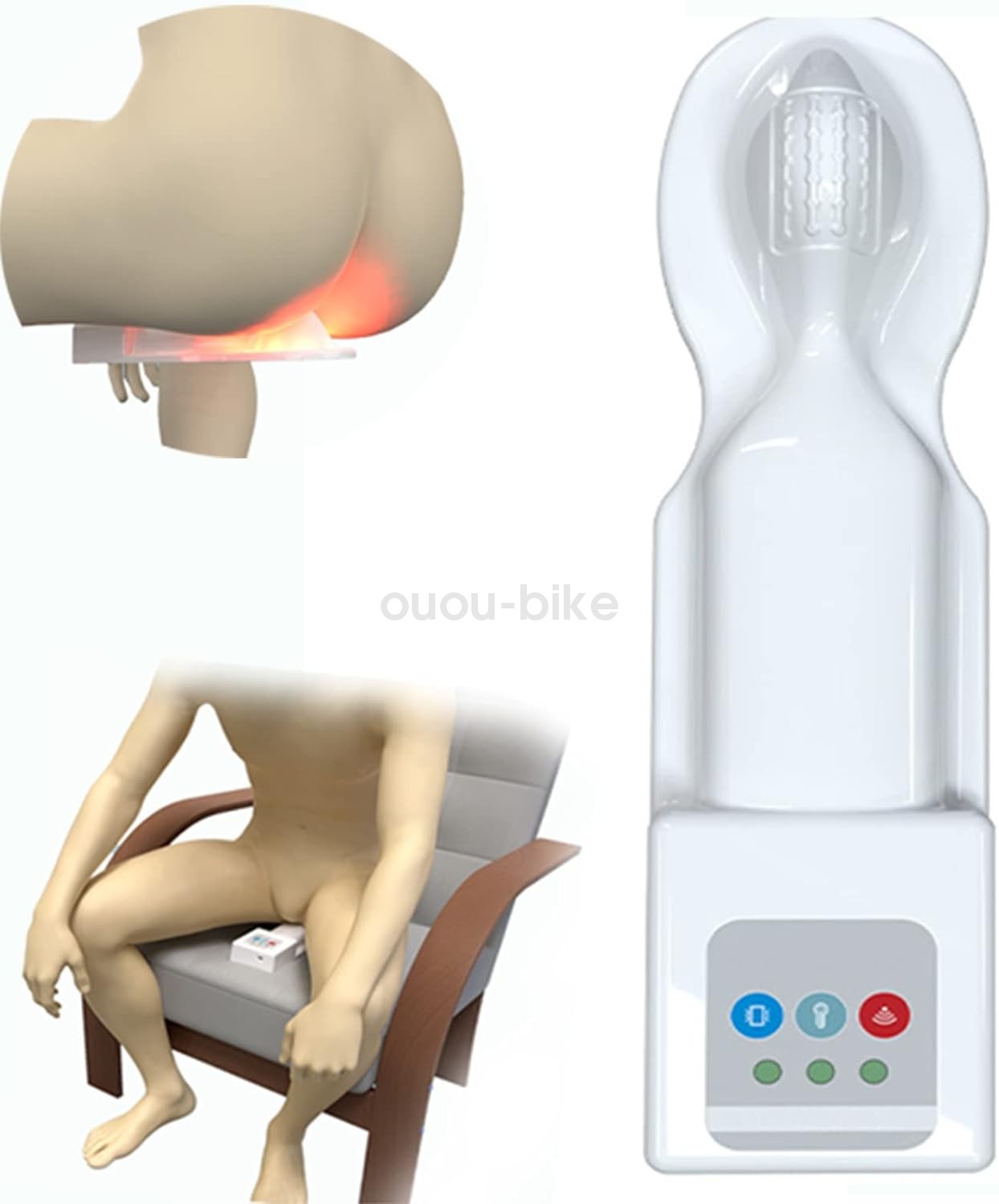 Hemorrhoid Relief Device Red Light Heat Therapy Adjustable Vibration Modes