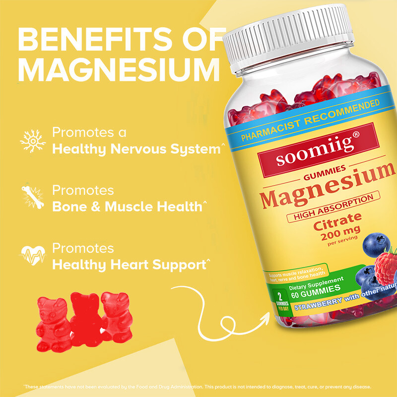 Magnesium GUMMIES HIGH ABSORPTION Citrate 200 mg per serving