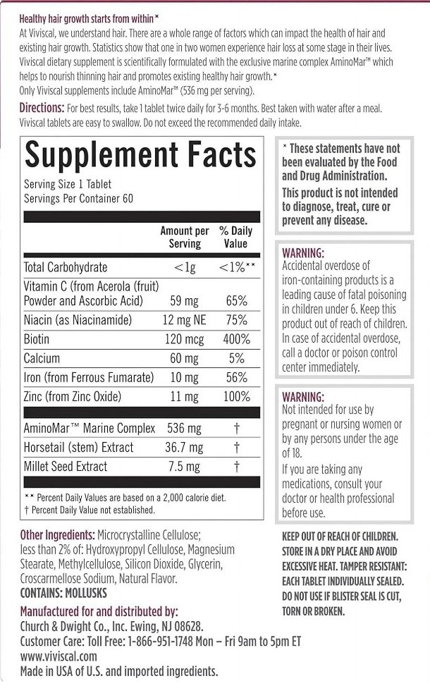 VIVISCAL PRO – Professional Hair Growth Tablets 180 Exp. 08/2027 (INTL)