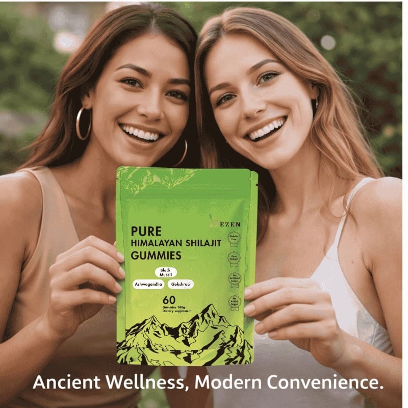 DEZEN Himalayan Shilajit Gummies 3000mg with Ashwagandha 60Pcs Vitality Boost